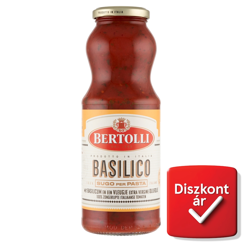 Bertolli bazsalikomos tésztaszósz extraszűz olívaolajjal, napon érlelt olasz paradicsomból 670 g 