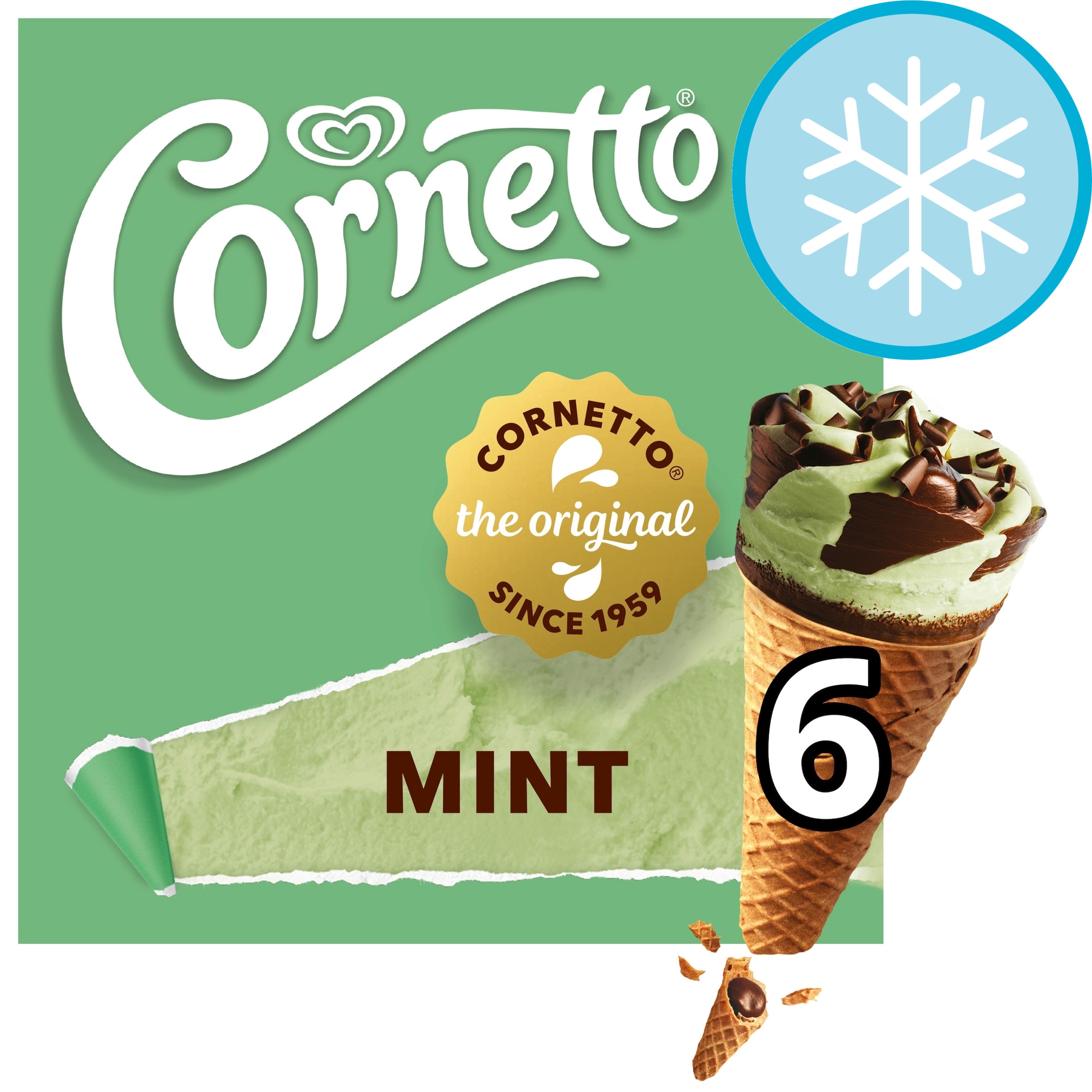 Cornetto Mint Ice Cream Cones 6x90ml