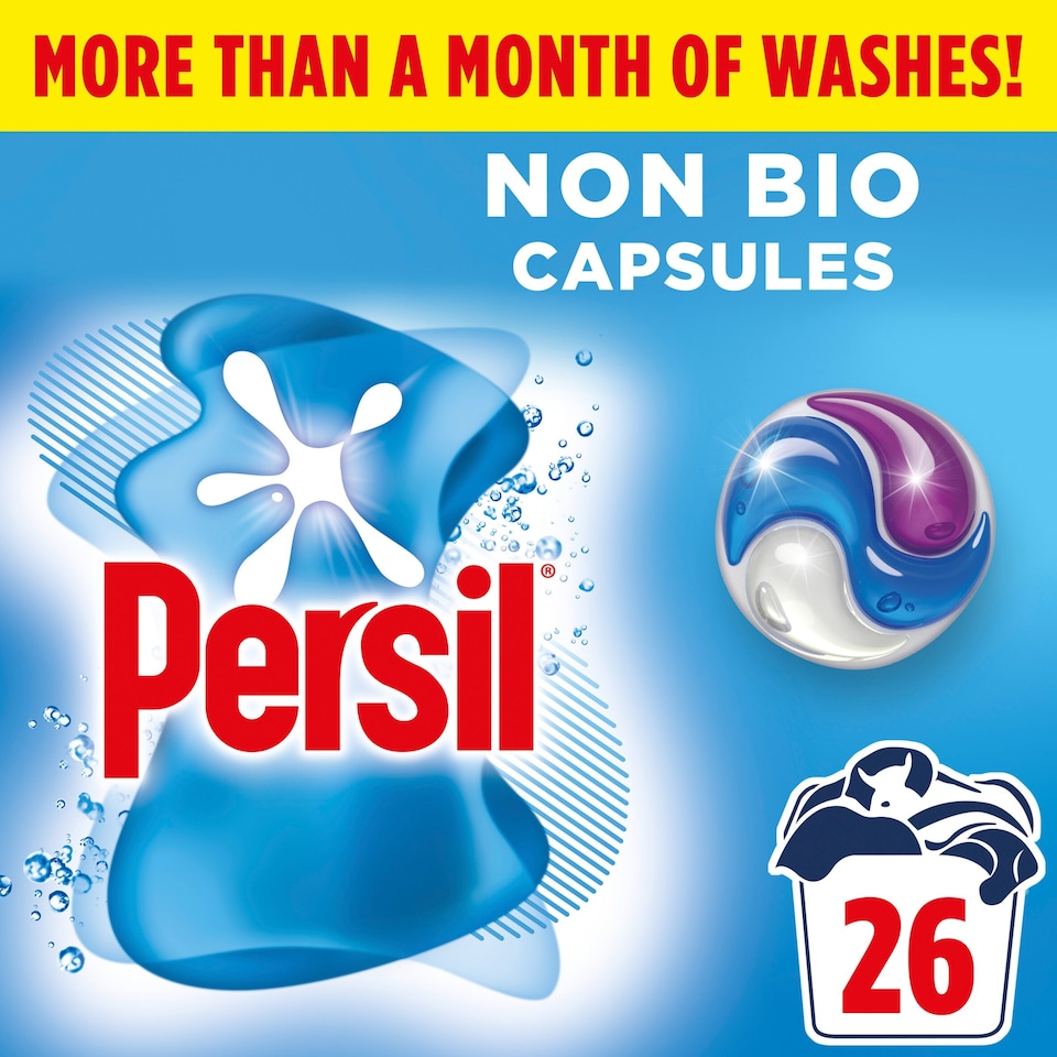 image 1 of Persil Non Bio 3 in 1 Sensitive Laundry Washing Detergent Capsules 26 washes 548.6g