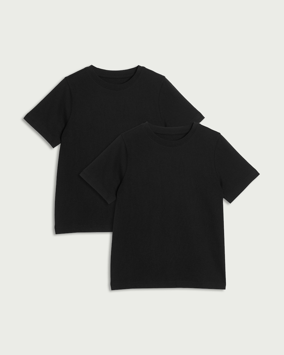 image 1 of F&F School Unisex 2-Pack Pure Cotton T-Shirts in Black
