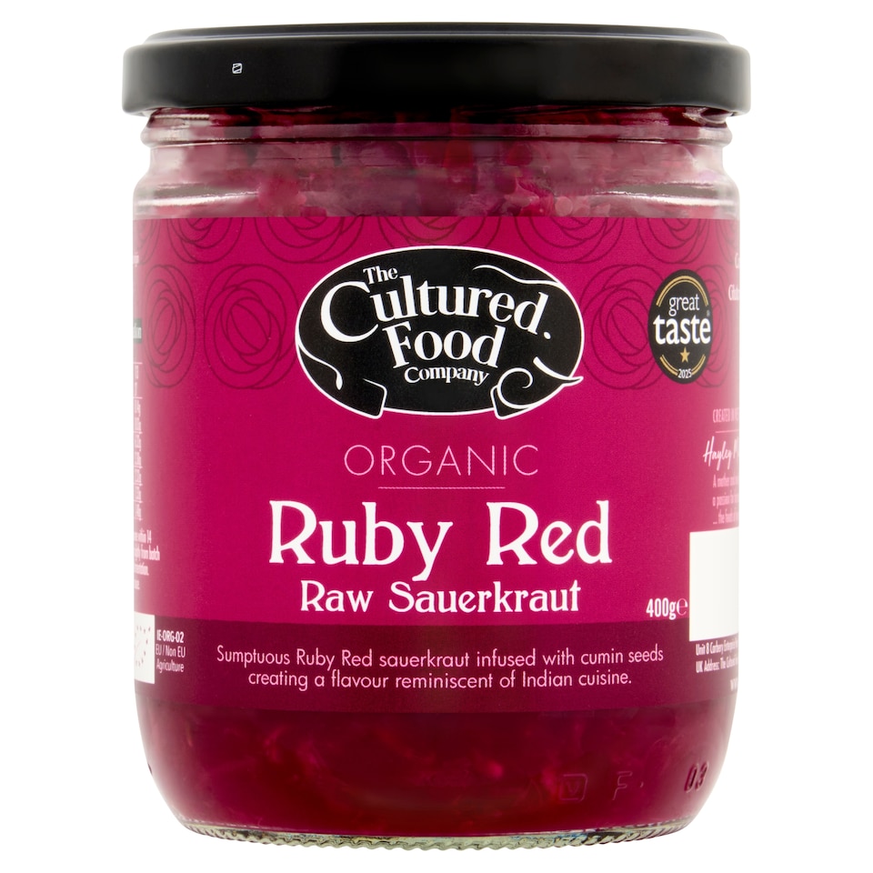 THE CULTURED FOOD COMPANY ORGANIC RUBY RED RAW SAUERKRAUT 400G