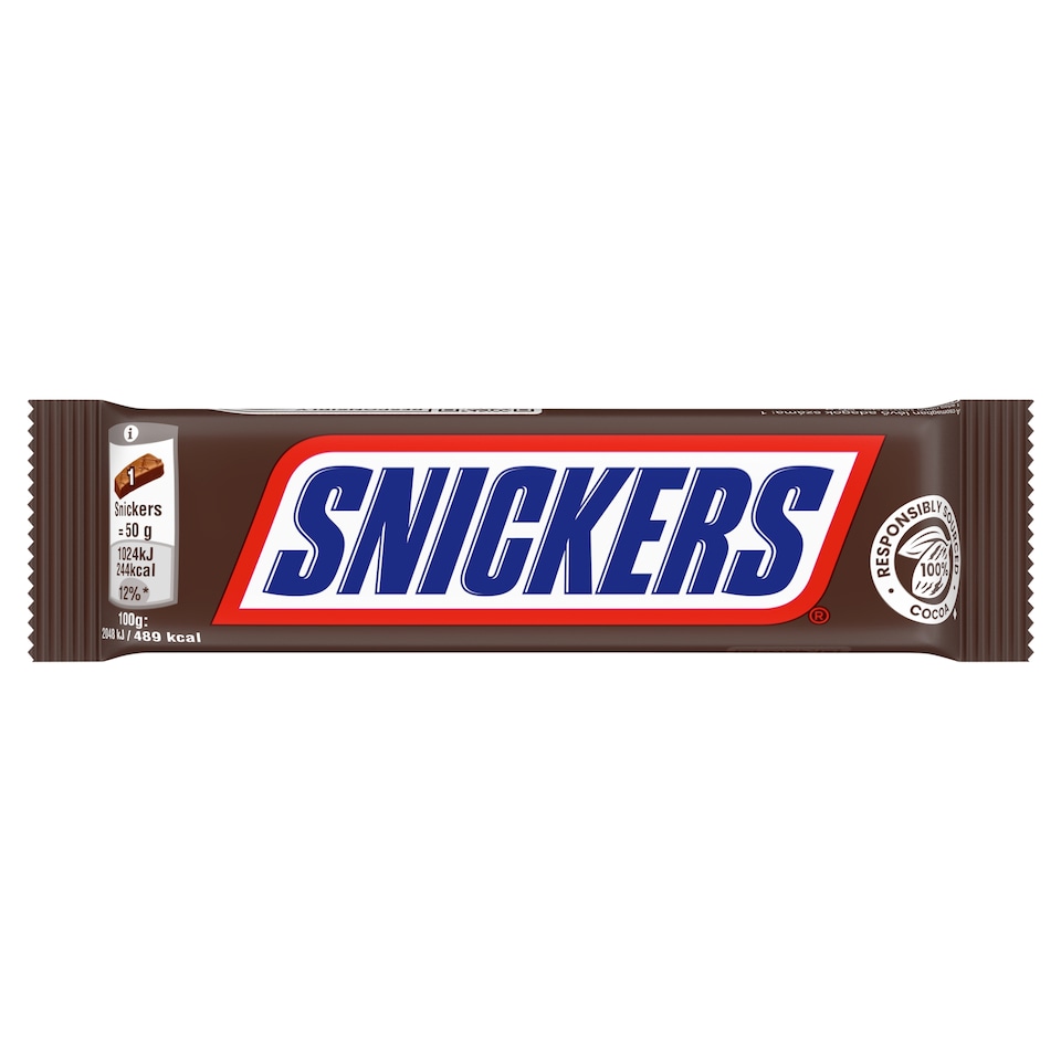 Snickers Caramel Peanut Cream Bar with Peanut Pieces Dipped in Milk Chocolate 50 g