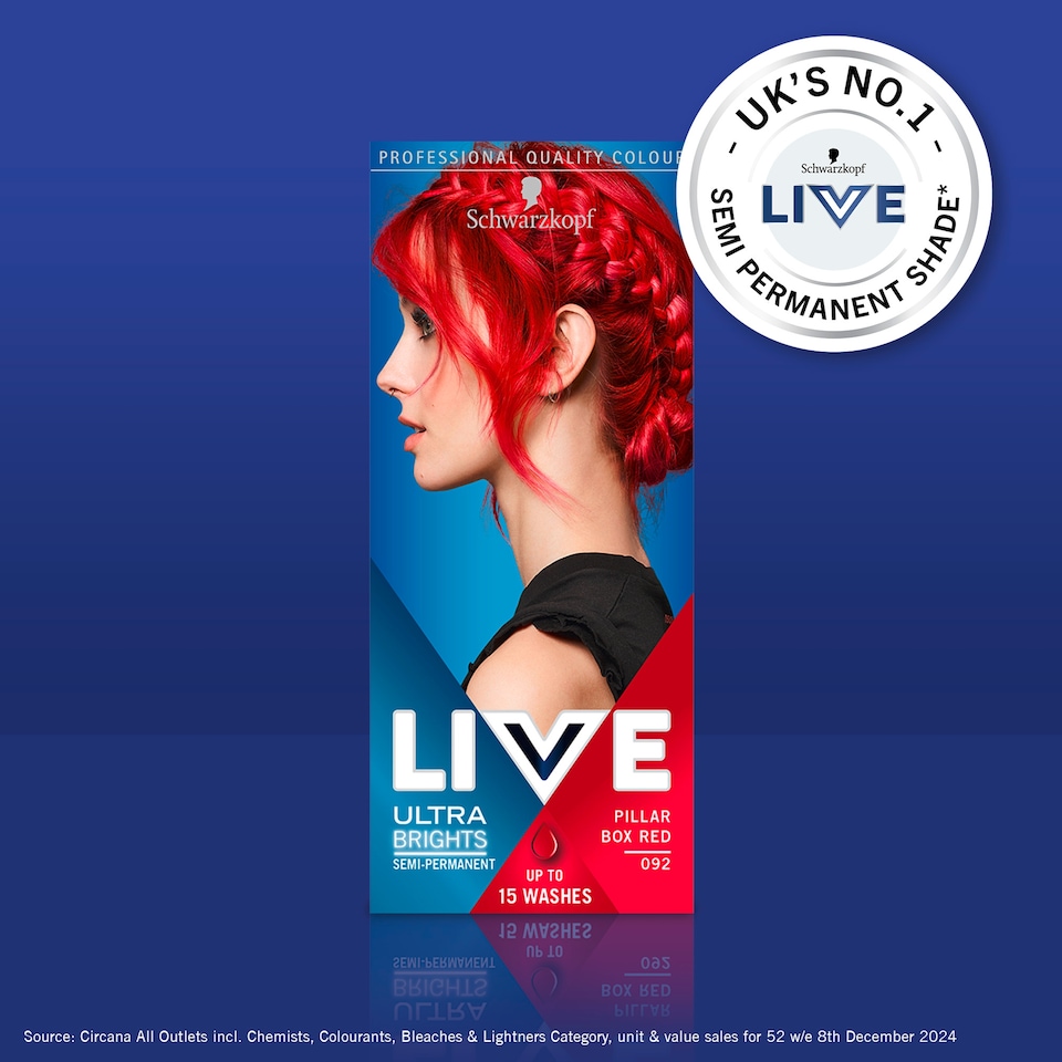 image 1 of Schwarzkopf Live Ultra Brights Semi-Permanent Hair Dye - Pillar Box Red 092