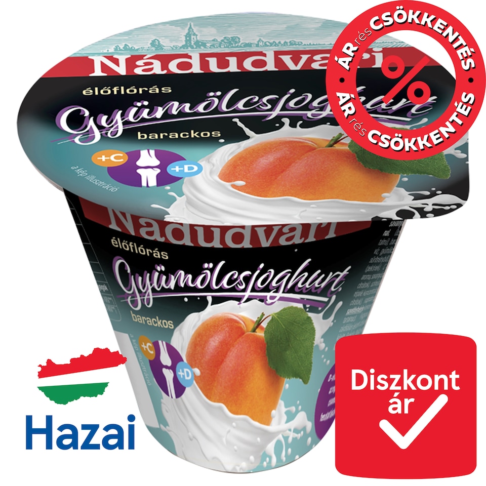 Nádudvari Low-Fat Peach Fruit Yoghurt with Live Cultures 125 g