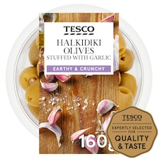 Tesco Halkidiki Olives Stuffed With Garlic 160G