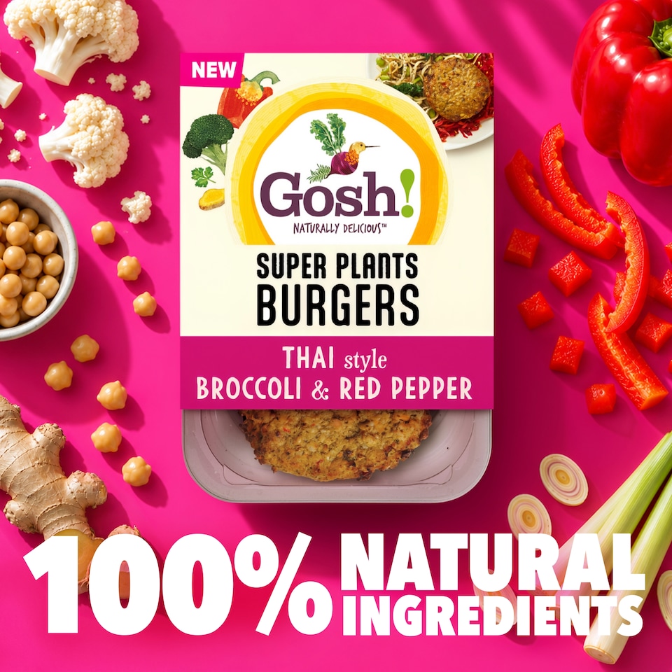 image 1 of Gosh! Super Plants Asian Style Cauliflower & Spinach with Pumpkin Seeds Burgers 200g