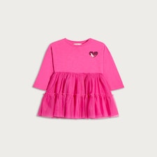 F&F Girls Sequin Heart Tiered Dress in Pink