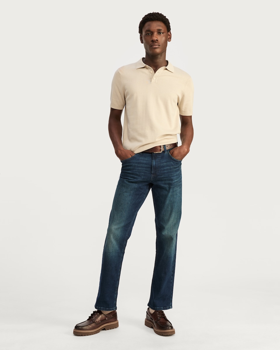 image 1 of F&F Straight FREEF!T® Leg Jeans in Navy