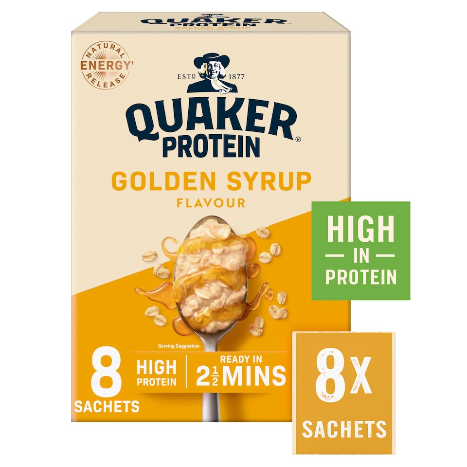 image 1 of Quaker Protein Oat So Simple Golden Syrup Porridge Sachets 8x43g