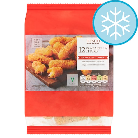 Tesco 12 Mozzarella Sticks 180G Tesco Groceries