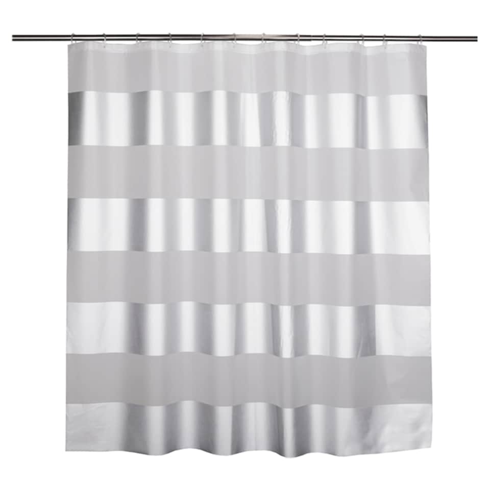 Tesco Silver Stripe Peva Shower Curtain