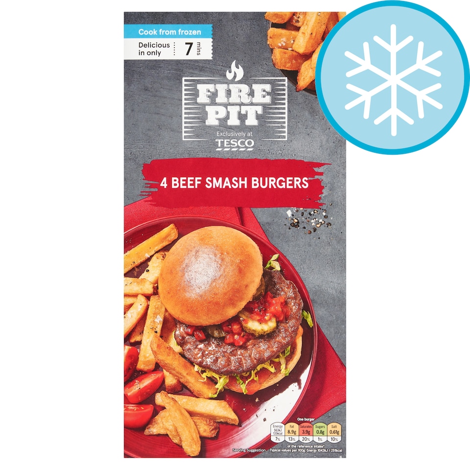 Fire Pit Tesco Beef Smash Burgers 340g