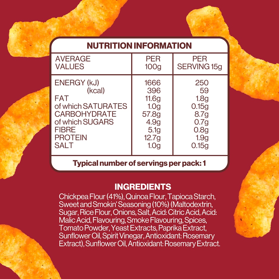 image 1 of Hippeas Sweet & Smokin' Chickpea Puff Snacks 5 Pack 15g