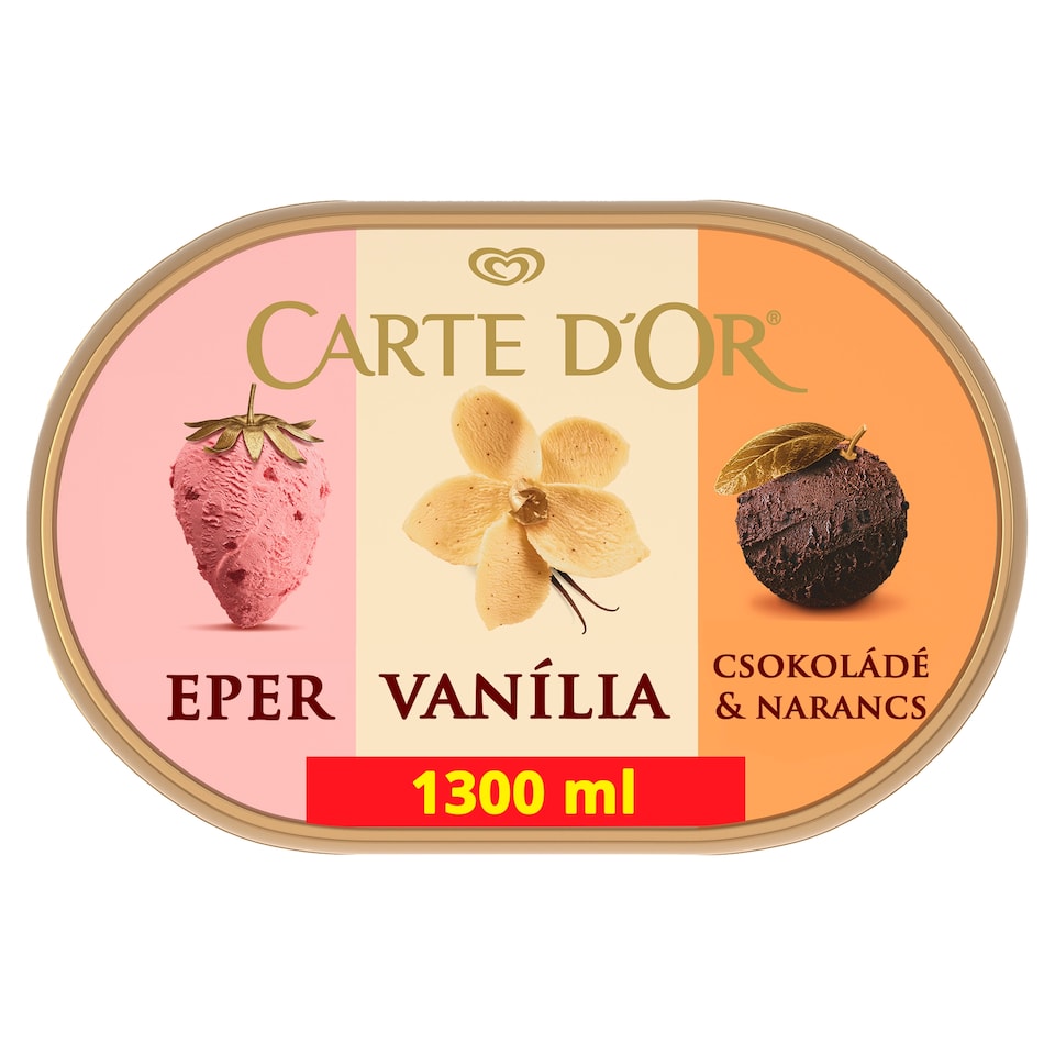 CARTE D'OR Jégkrém Eper-Vanília-Csokoládé-Narancs 1300 ml