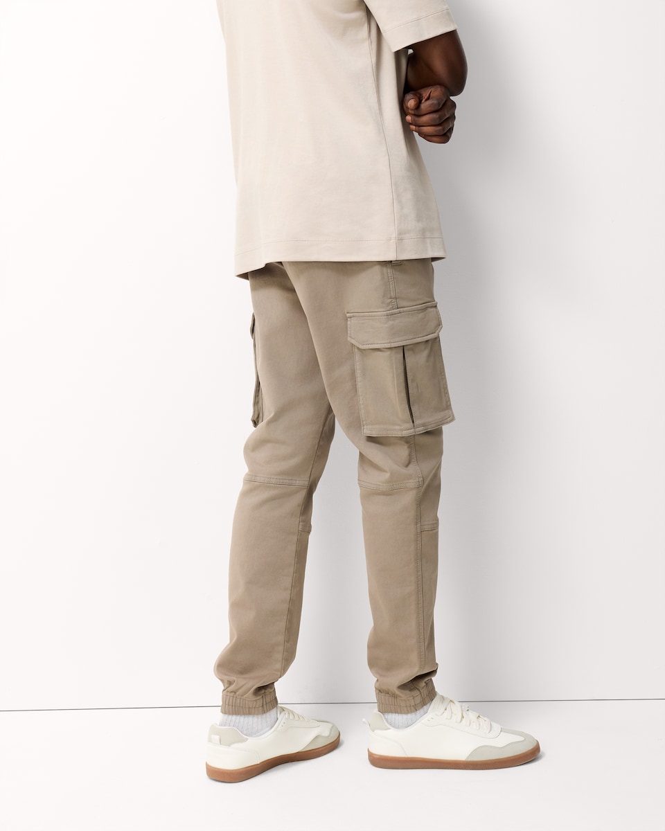 image 1 of F&F Cotton Rich Cuffed Cargo Trousers in Stone