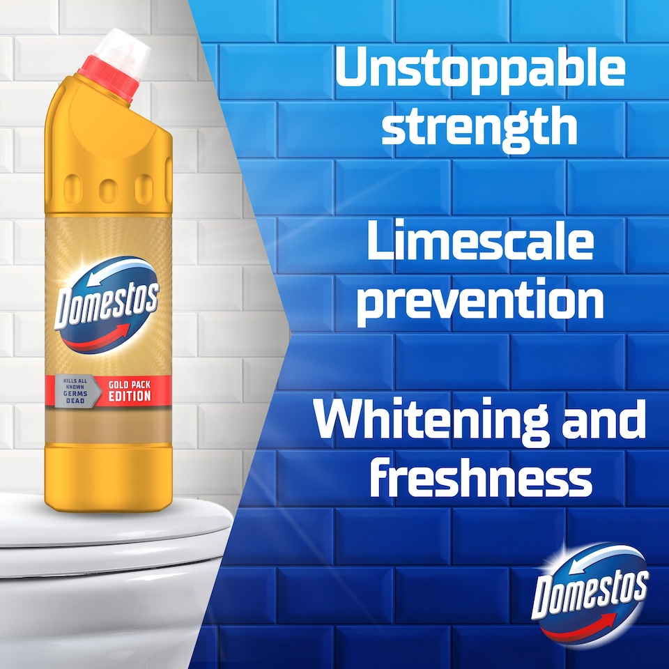 image 1 of Domestos Thick Bleach Gold Original Toilet & Bathroom Cleaner 750ml
