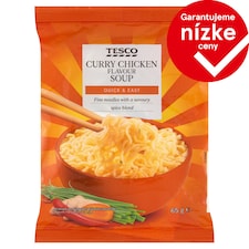 Tesco Instantná rezancová polievka s kuracou a karí príchuťou 65 g