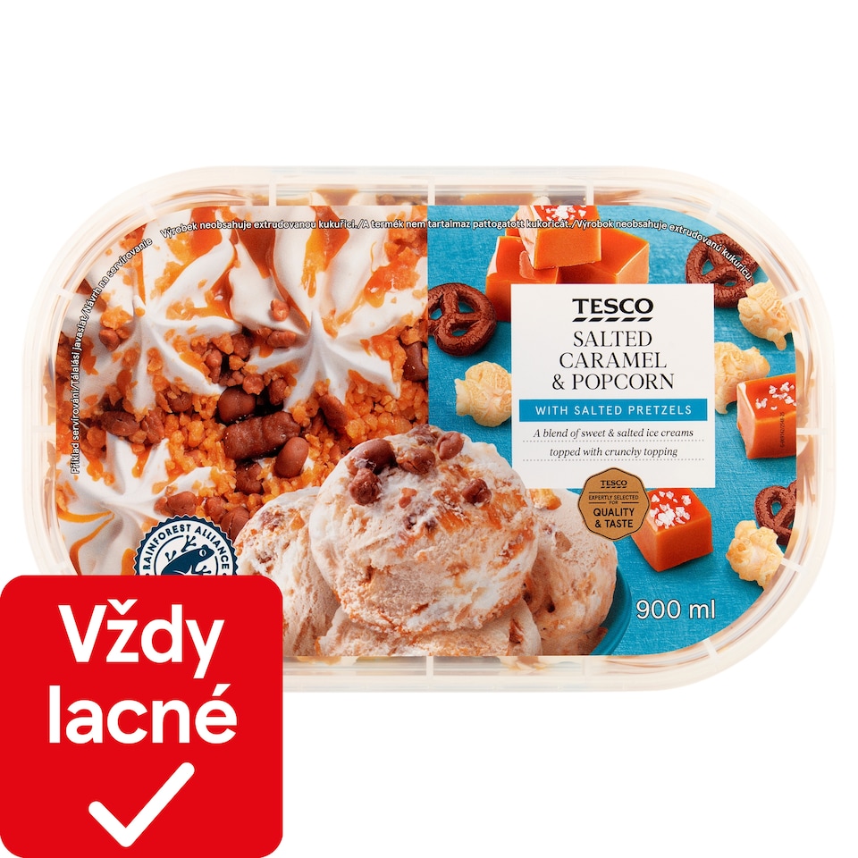 Tesco Salted Caramel & Popcorn with Salted Pretzels 900 ml