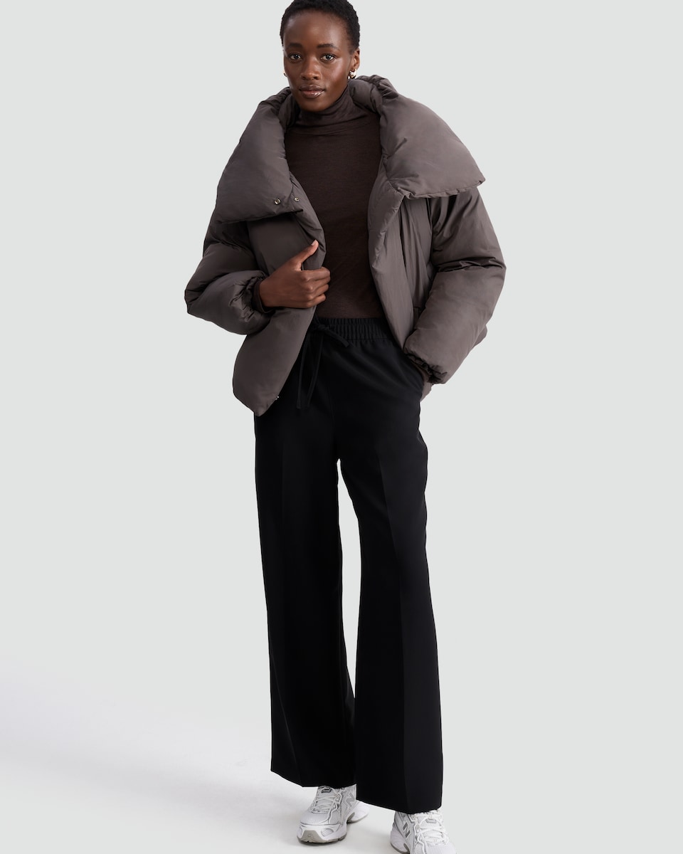 image 1 of F&F Padded Collared Oversized Fleece Lined Coat in Grey
