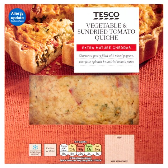 Tesco Vegetable And Sundried Tomato Quiche 400G Tesco Groceries