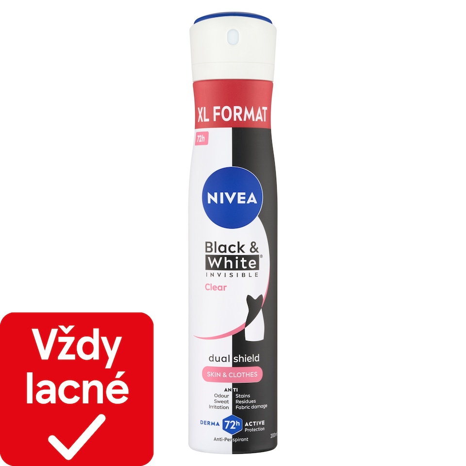 obrázok 1 z Nivea Black & White Invisible Clear Sprej antiperspirant 200 ml