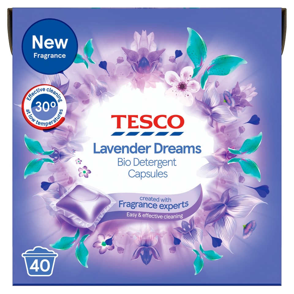 Tesco Lavender Dreams Biological Detergent Capsules 40W 680Ml
