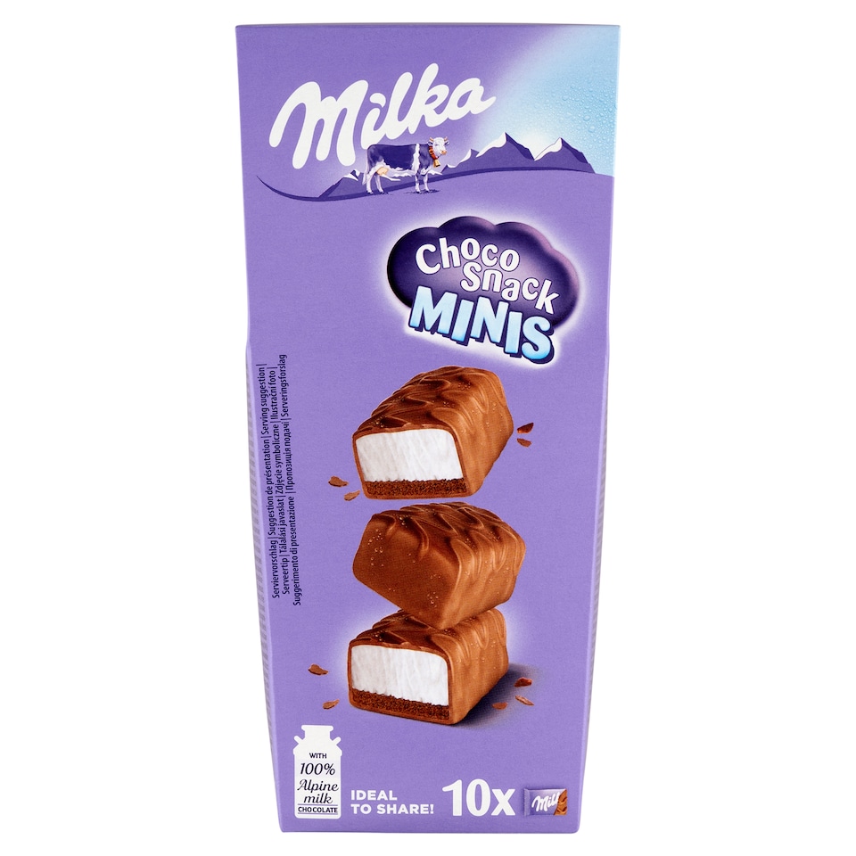 image 1 of Milka Choco Snack Minis Cocoa Cake with Milk Filling with Alpine Milk Chocolate 10 x 12,5 g (125 g)