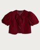 image 5 of F&F Puff Sleeved Bow Accent Blouse in Red