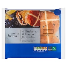 Tesco Finest Hot Cross Buns - Blueberry & Lemon 4 Pack