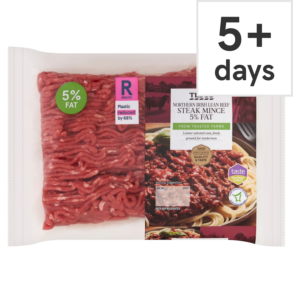 Tesco Northern Irish Lean Beef Steak Mince 5% Fat 500g