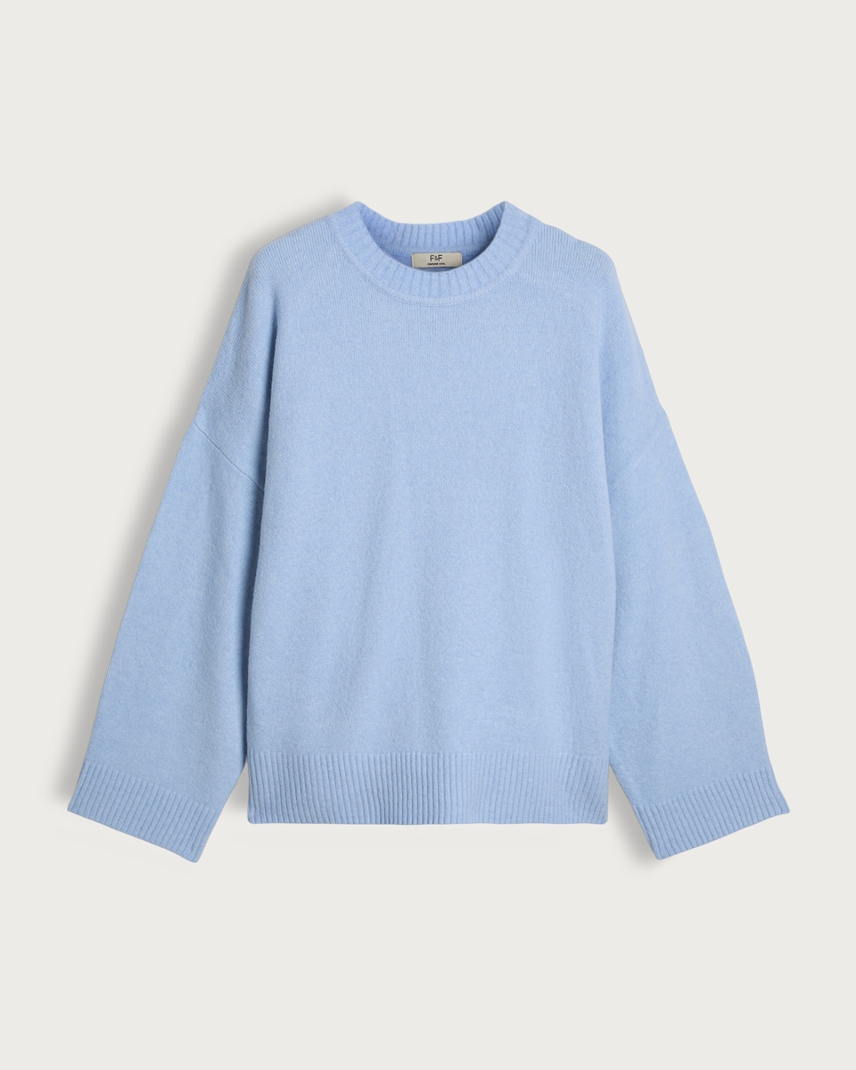 image 1 of F&F Knitted Slouchy Jumper with Wool in Blue