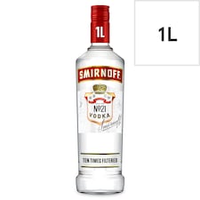 Smirnoff No.21 Red Label Vodka Bottle 37.5% Vol 1L