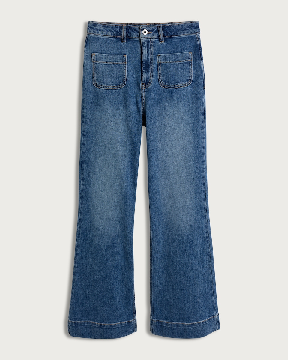 F&F Wide Leg Patch Pocket Jeans in Blue