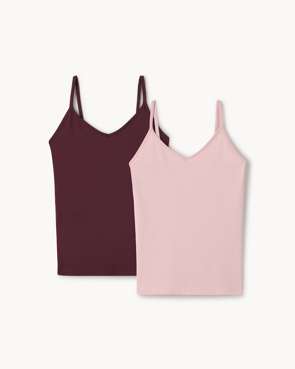 image 1 of F&F 2-Pack Contour Seamfree Cami Tops in Multi