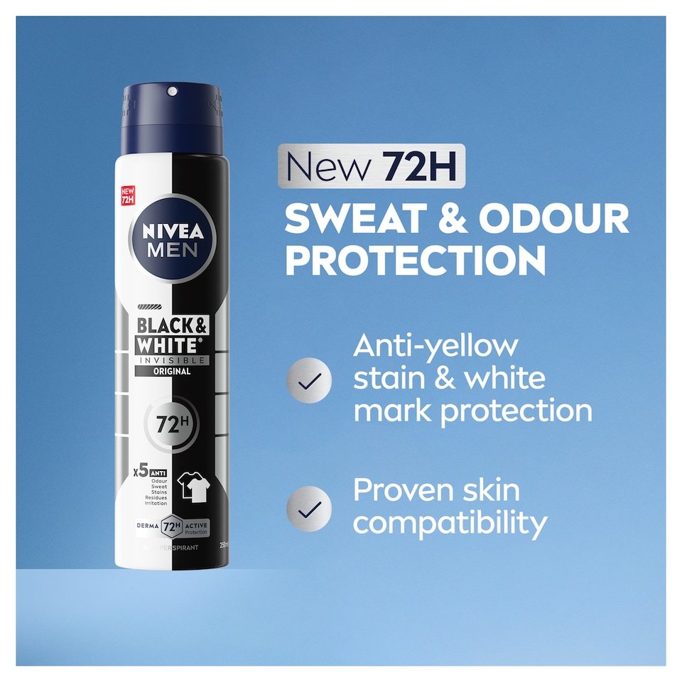 image 1 of NIVEA MEN Black & White Original Anti-Perspirant Deodorant Spray 250ml
