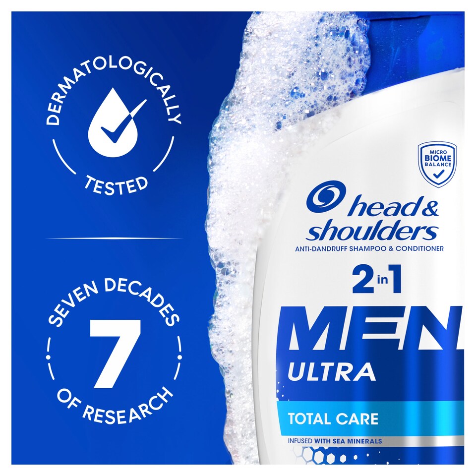 Head & Shoulders Men Ultra Total Care 2az1-ben korpa elleni sampon, tengeri ásványokkal 1. kép
