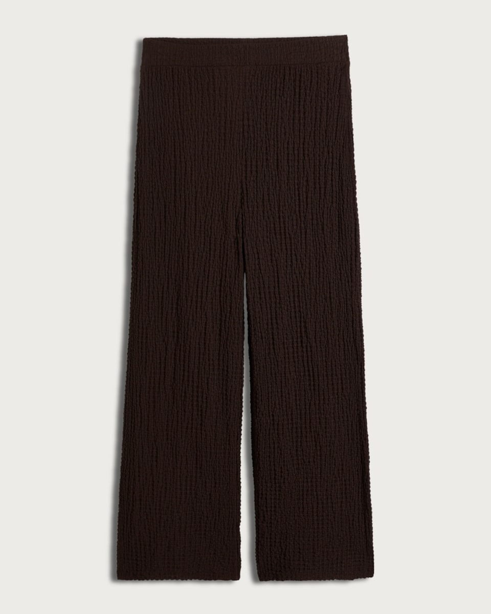 F&F Crinkle Textured Wide Leg Trousers in Chocolate