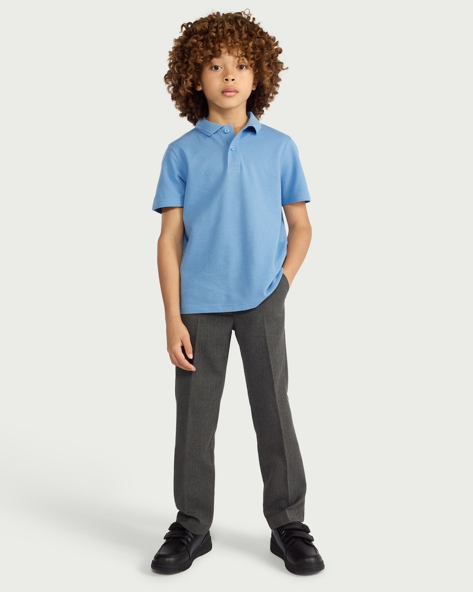 image 1 of F&F School Boys 3-Pack Pure Cotton Regular Fit Polo Shirts in Blue
