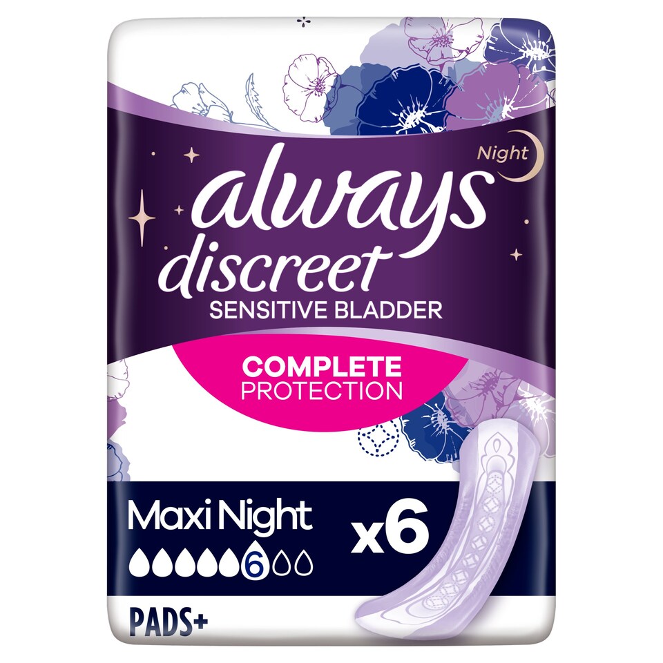 image 1 of Always Discreet Maxi Night Time Incont Pads 6 Pack
