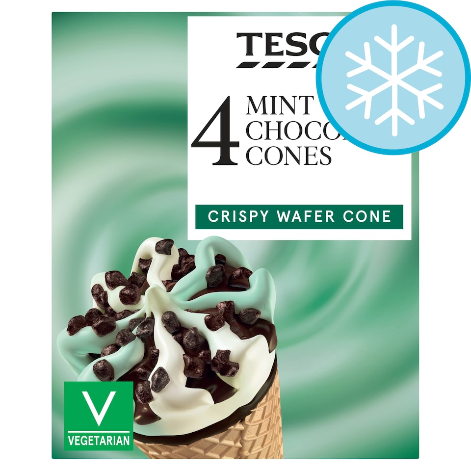 Tesco Mint & Chocolate Cones 4 X 110Ml