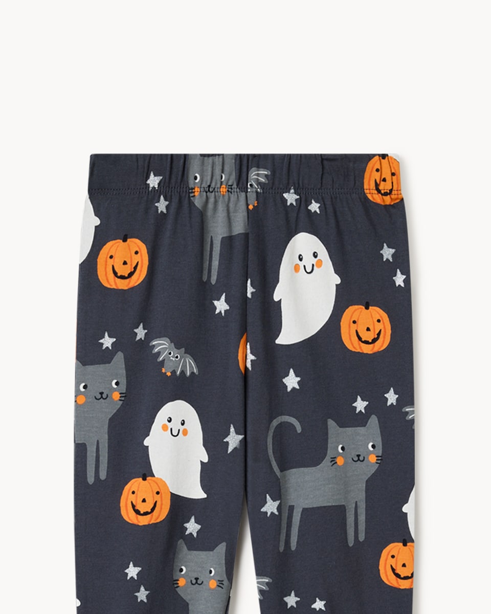 image 1 of F&F Girls Halloween Top, Skirt and Bottoms Pyjama Set in Black
