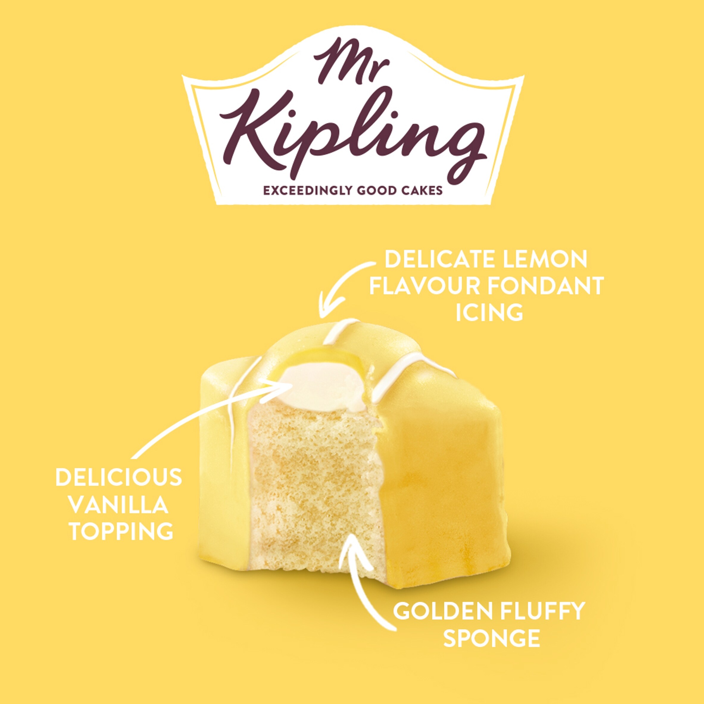 Mr Kipling Lemon French Fancies Cake 8 pack - Tesco Groceries