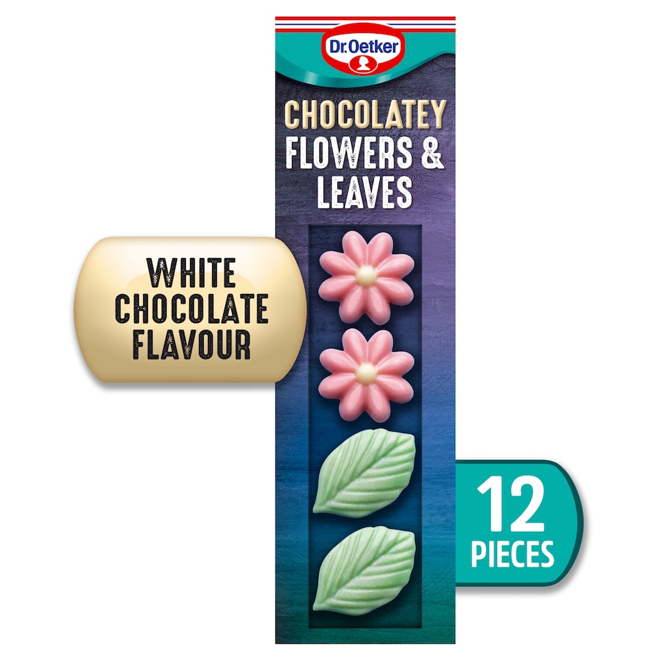 image 1 of Dr Oetker 11 White Chocolate Flowers & Leaves 11G