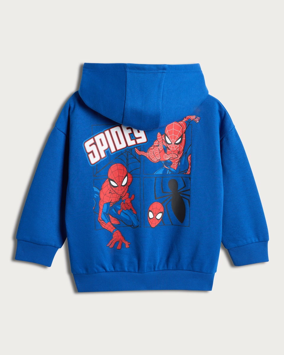 image 1 of Marvel Spider-Man Cotton Rich Hoodie in Navy