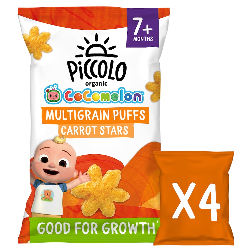 Piccolo Organic Multigrain Puffs Carrot Stars 7m+ 4 x 15g