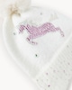 image 2 of F&F Girls Unicorn Embellished Beanie in Cream
