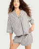 image 2 of F&F Striped Short Pyjama Set with Linen in Brown