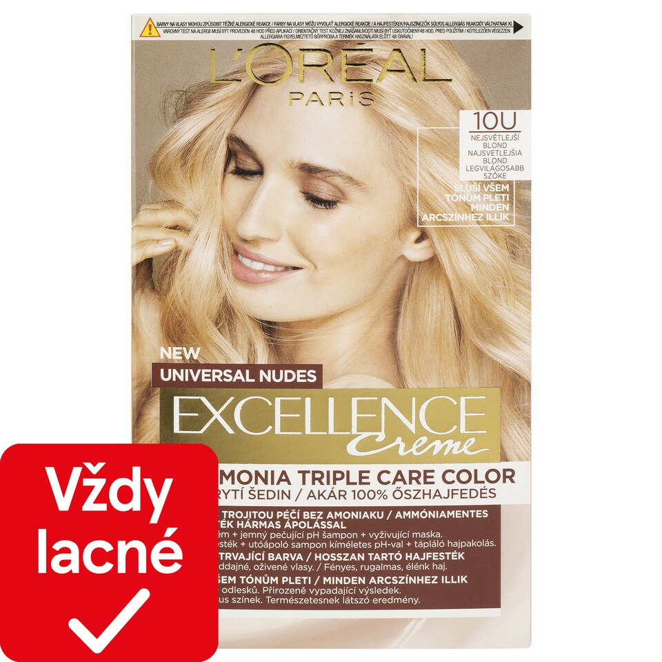 L'Oréal Paris Excellence Creme Universal Nudes permanentná farba na vlasy 10 U Najsvetlejšia blond