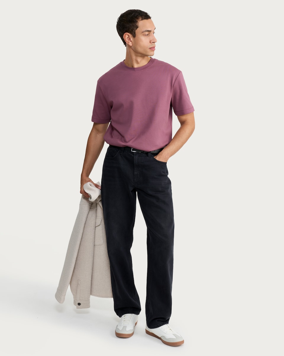 image 1 of The F&F Edit Pure Cotton Heavyweight Oversized T-Shirt in Purple/Burgundy