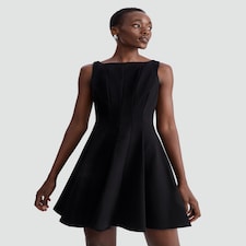 F&F Ponte Sleeveless Pleated Dress in Black